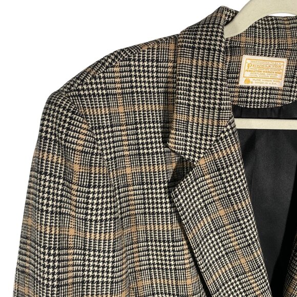 Pendleton wool blazer houndstooth neutral plaid women’s 14 preppy classic luxury - Picture 2 of 12